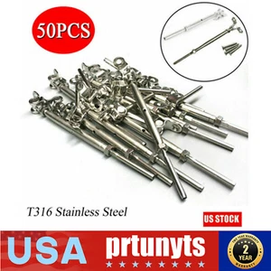 50*Stainless Steel Turnbuckle Tensioner Deck Toggle Fit 3/16" Cable Railing 316 - Picture 1 of 14