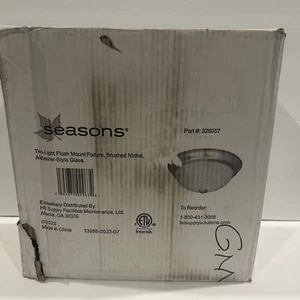 Seasons Two Light Flush mount fixture Brushed Nickel Alabaster Glass 326057 - Picture 1 of 3