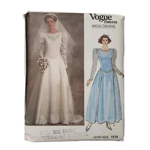 Vogue Bridal Pattern 1519 Original Wedding Gown Bride Dress 12 Designer Uncut - Picture 1 of 5