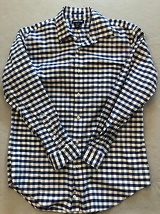 Lands' End Shirt Men's 34 Tailored Fit Blue Gingham Long Sleeve - Picture 1 of 5