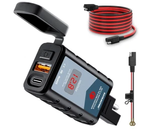 EXTRACTME 6.4A Motorcycle USB Charger, Total 44W Dual USB Type C PD & Quick 3.0 - Picture 1 of 4