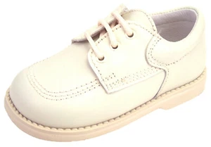 DE OSU/FARO -Spain -Baby Boys Ivory Leather Walking Dress Shoes -European -Sz 4 - Picture 1 of 5