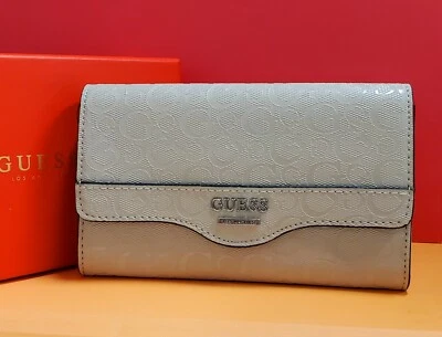 GUESS "Modesto" Taupe BEIGE LOGO Clutch trifold ladies' clutch PHONE wallet   - Image 1 of 4