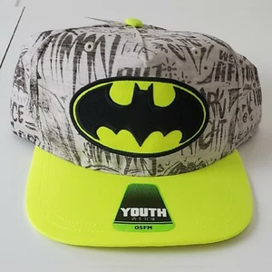 BIOWORLD SNAPBACK BATMAN HAT YOUTH EMBROIDERED LOGO DESIGN ONESIZE NEON - Picture 1 of 8