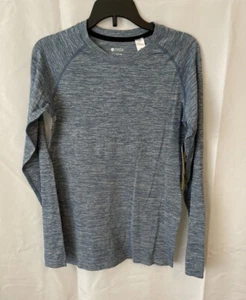 Zella Girl Kids Seamless Long Sleeve T-Shirt Blue Size S(7-8) New - Picture 1 of 2