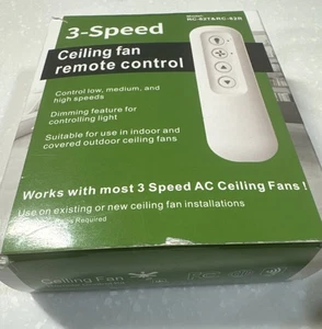 Hunter Universal 3 Geschwindigkeiten Feuchtigkeitsbewertung Deckenventilator Hand Fernbedienung weiß - Bild 1 von 3