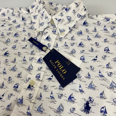 Polo Ralph Lauren Nautical Print Stretch Poplin Oxford Shirt Big & Tall 5XB NEW - Image 1 of 4