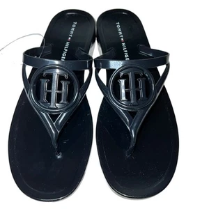 Tommy Hilfiger Women’s Black Vedna Flat Sandal Flip Flop Size 9 - Picture 1 of 4