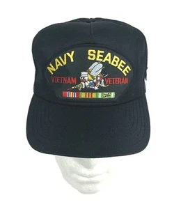 De colección Navy Seabee Vietnam Veterano Sombrero Snapback Gorra Negra - Imagen 1 de 5