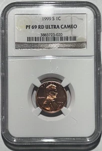 1999 S 1C LINCOLN MEMORIAL CENT NGC CERTIFIED PF 69 RD ULTRA CAMEO - Picture 1 of 2