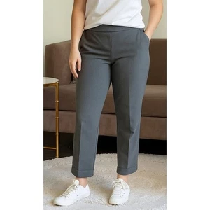 Pantaloni da carriera Rachael Zoe donna grigi elasticizzati con polsini gamba dritta taglia 6 - Foto 1 di 11