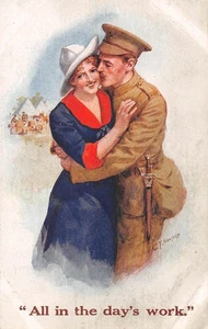 POSTCARD   MILITARY  SENTIMENTAL  ALL IN THE DAY'S WORK - Picture 1 of 2