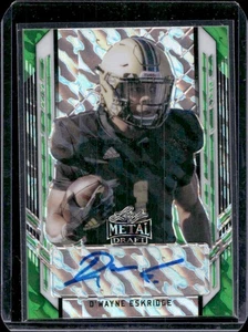 D'Wayne Eskridge 2021 Leaf Metal Draft Portraits Marbles Green Auto /10 Rc - Picture 1 of 2