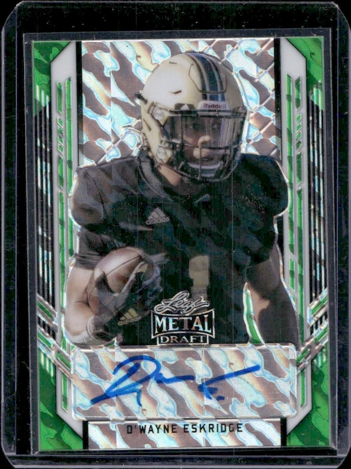 D'Wayne Eskridge 2021 Leaf Metal Draft Portraits Marbles Green Auto /10 Rc - Image 1 of 2