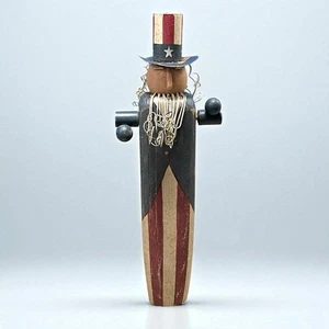 Vintage Primitive Folk Art Uncle Sam Figure Reclaimed Salvaged Wood Americana - Picture 1 of 6