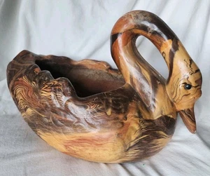 Großer Schwan glasiert marmoriert Keramik Übertopf / Herzstück - Handarbeit Schönheit - Bild 1 von 9