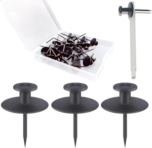 30 Stück Stecknadeln Bilderaufhänger Wandhaken, Doppelkopf Daumenklammern Schwarz  - Bild 1 von 7