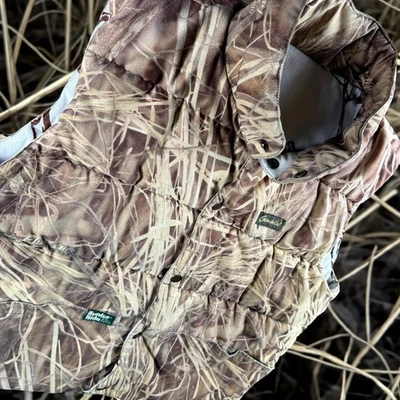 Vintage Gamehide Puffer Vest Men L Camo Flyaway Duck Hunting Hunter Hide North - Image 1 of 4