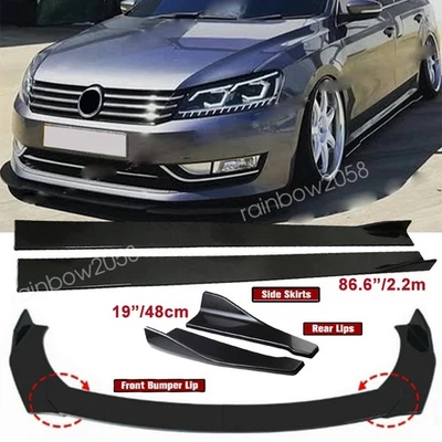 Glossy Front Bumper Lip Splitter +Side Skirt +Rear Lip For VW Volkswagen Passat - Image 1 of 4