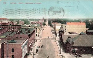 CHEYENNE WY WYOMING CAPITOL AVENUE 1907 VINTAGE POSTCARD 092825 U - Picture 1 of 2