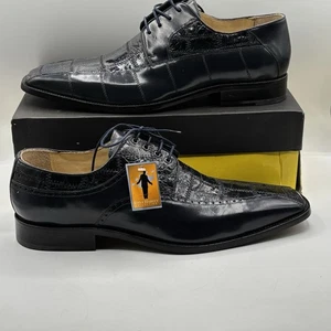 Zapatos de vestir David Eden para hombre genuinos azul marino cocodrilo y cuero talla 13 - Imagen 1 de 12
