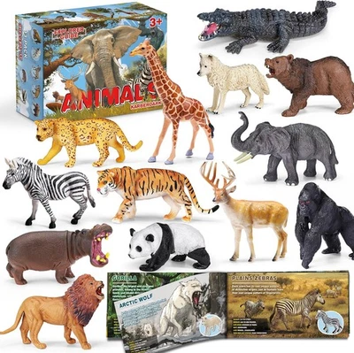 13 Pack Wild Animal Toys with Educational Booklet and Gift Box, Realistic Safari - Image 1 of 4