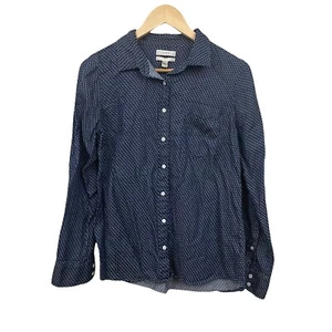 J Crew Women's Chambray Button Blouse Top Size 8 Swiss Dot - Picture 1 of 10