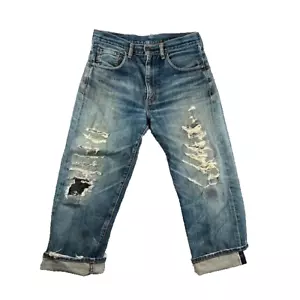 Levis Jeans Men 32 Blue LVC Japanese Selvedge Destroyed Thrashed Distress VTG - Picture 1 of 14