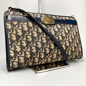 Bolso de Hombro Christian Dior Trotter Placa de Metal Azul Marino Lona Cuero En Stock - Imagen 1 de 16