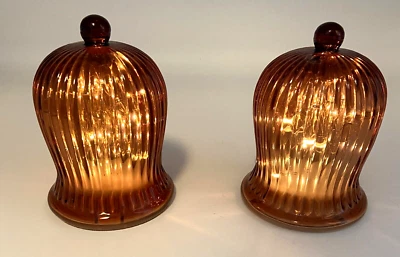 IKEA STRALA LED amber glass lights 5" tall bell-shaped fairy light Set Of 2 - Image 1 of 4