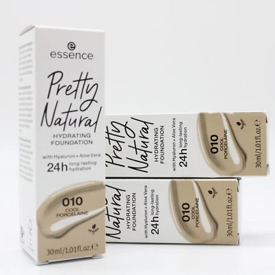 3x essence Pretty Natural Hydrating Foundation 010 Cool Porcelaine 3x30ml - OVP - Bild 1 von 2