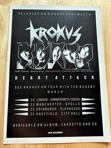 Vintage 1980's Krokus Heart Attack Music Original Advert Advertising - Picture 1 of 1