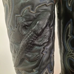 GO WEST BOOTS CROCODILE DANDY BLACK SIZE 8.5 - Picture 1 of 21