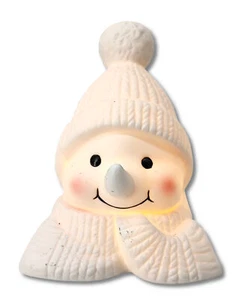 Keramik Schneemann Kopf mit LED - Weihnachtsdeko Weihnachtsfigur - Bild 1 von 16