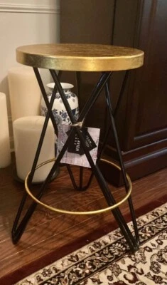 SAFAVIEH Lorna Gold Leaf Counter Stool | Black / Gold | - Image 1 of 3