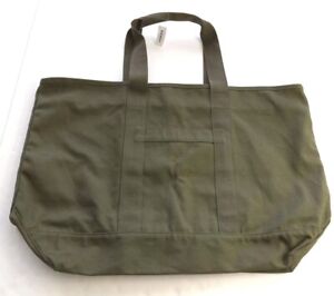 Old Navy Canvas Tote Bag Military Green Large Carryall Shopper Pockets 22x12 New