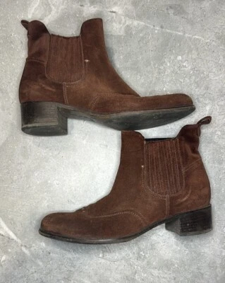 Botas de Salto Alberto Fermani Tamanho 9 39.5 Chelsea Western Sapatos Couro Marrom Camurça - Imagem 1 de 4