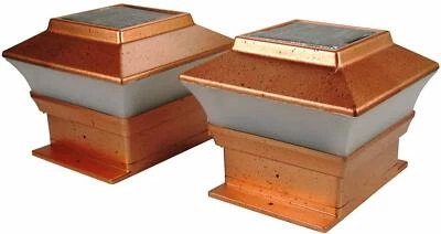 RELIGHTABLE 2 PK 2-SMD Outdoor 4X4 Garden Solar Copper Post Deck Cap Square Fence Light 244A