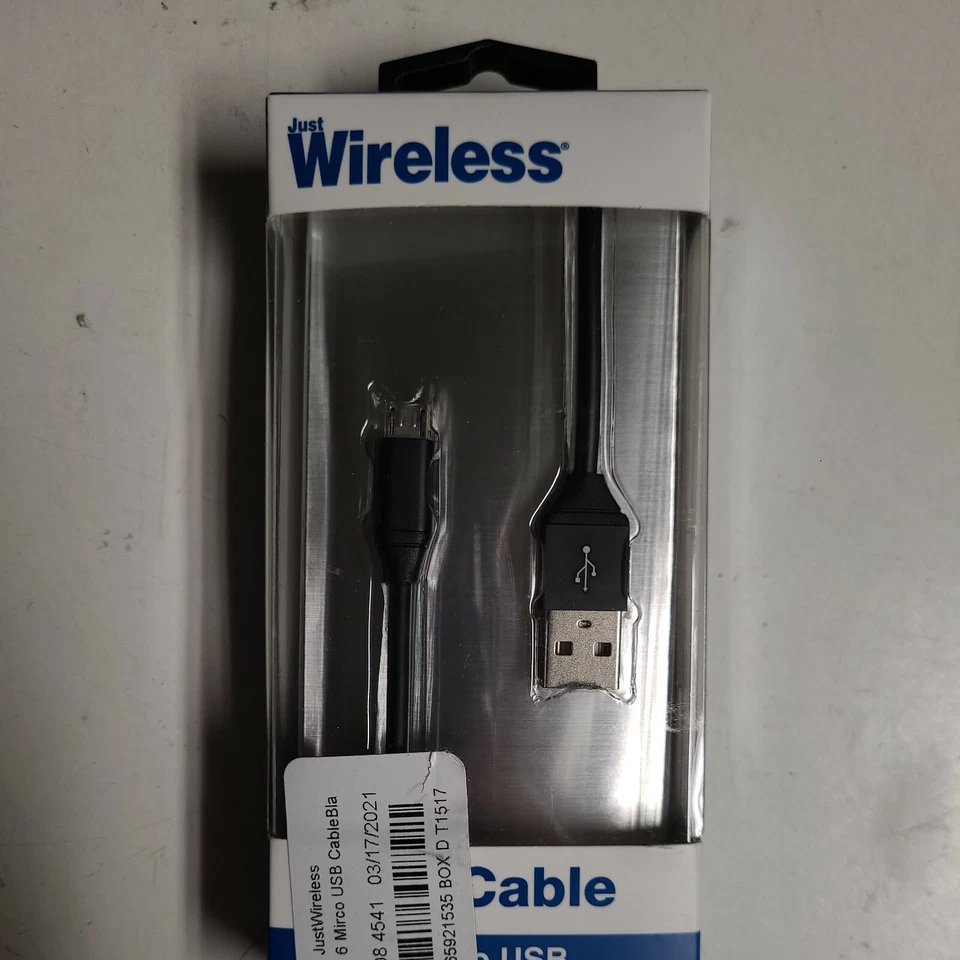 NEW Just Wireless 6 ft TPU Micro USB Cable- Black- Samsung, LG, Motorola, Sony - Image 1 of 1