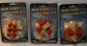 3er Set Brainteaser 3-D Holzpuzzles Twist Turn Rubics Cube Style Block Spiel - Bild 1 von 5