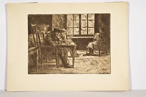 Radierung Jacques BEURDELEY A l’hospice des vieillards 1904 - Bild 1 von 2