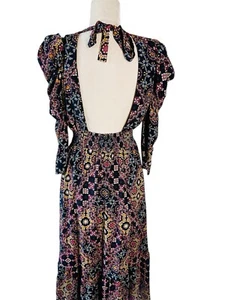 Wayf Womens Puff Sleeve Floral Maxi Dress Peasant Cottagecore SZ M Garden Grunge - Picture 1 of 6