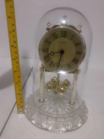 9" Linden Quartz Glass Dome Clock, Made In Germany AA Battery, Tested & Working Cover