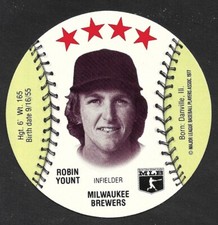 1977 CHILLY WILLEE MSA Discs  Robin Yount  MILWAUKEE BREWERS  MINT  A