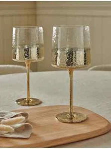 STACEY SOLOMON GOLD TONE WINE GLASSES X 2 Brand New + Free Shipping - Picture 1 of 4