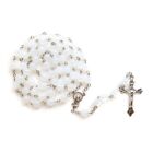 Acrylic White Luminous Rosary Necklace Long Bead Chain Pendant Accessory