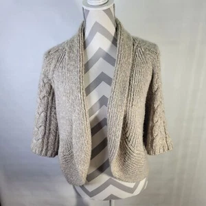 Chicos vorne offen meliert Zopfmuster Kurzarm Pullover Cropped Größe 0/Small - Bild 1 von 10