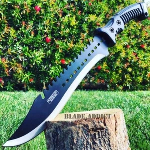 15.5" ZOMBIE SURVIVAL HUNTING FIXED BLADE MACHETE Tactical Rambo Knife Sword - Picture 1 of 4