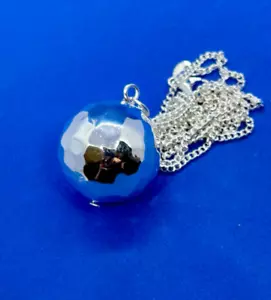 Handmade MIRROR BALL NECKLACE unique DISCO organza GIFT BAG party PENDANT - Picture 1 of 2