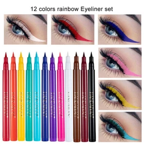 12 Colour Matte Long Lasting Waterproof Fade-Proof Liquid Eyeliner Pen Make Up - Picture 1 of 23